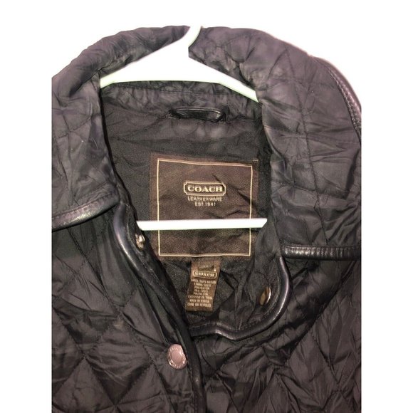 Coach Diamond Quilted Black Snap Up Lightweight Nylon Jacket Womens SZ XS - Picture 3 of 4